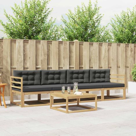 vidaXL Outdoor-Sofagarnitur mit Kissen 4 pcs Weiß und Anthrazit (1/5)