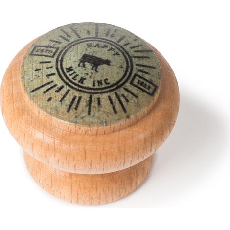 Pomo de madera con acabado con ilust. retro, dimensiones:38x38x30mm Ø:38mm - (1/3)