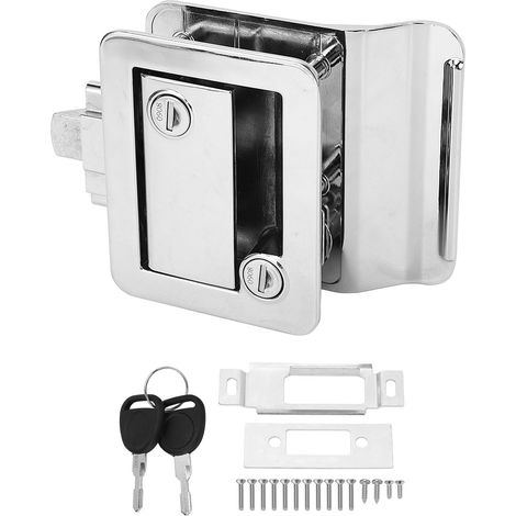 Serrure de porte de camping-car en métal plaqué avec 4 clés, technologie de verrouillage avancée, camion de remorque de voyage sécurisé. (1/5)