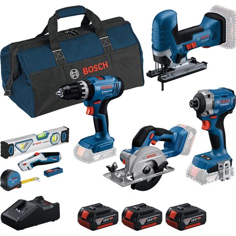 Bosch PRO Combo GSB + GDR + GST + GKS + 3x GBA 4.0Ah + GAL 18V-40 + 13 pcs