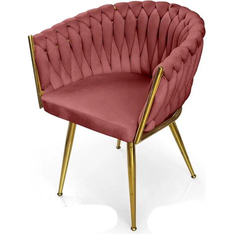 Set de dos sillones de terciopelo rosa 63x43x80