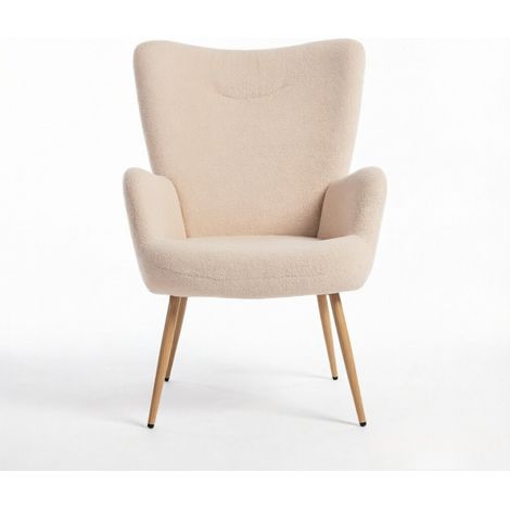 Poltrona moderna beige con schienale alto e braccioli integrati (1/5)