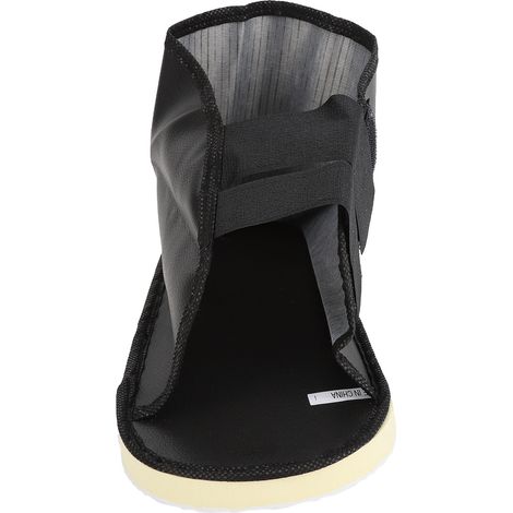 Chaussure orthopédique antidérapante, amortissante et ajustable en similicuir, idéale après une opération du pied ou de l'orteil cassé et enflé (taille M). (1/5)