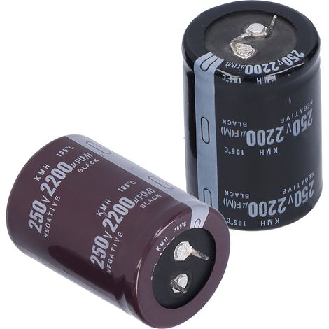 Condensateur électrolytique en aluminium 250 V 2200 μF, 105 °C, 35 x 50 mm (1/5)