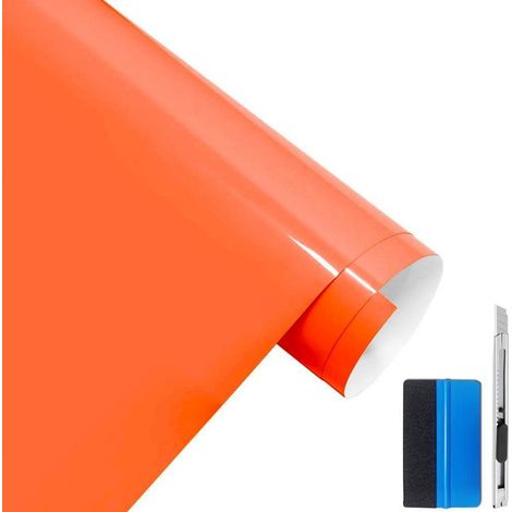 Hochglanz Vinyl Folie Lava Orange 30x150cm mit Luftkanal (1/5)