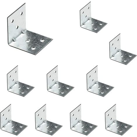 Winkelverbinder, verzinkte Eckwinkel, 10 Stück, 4 x 4 cm