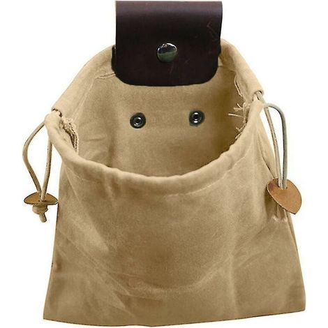 Foraging Pouch - Waxed Canvas Collapsible Mushroom Bag - Belt-Mountable Outdoor Camping Pouch - 9 x 8.5 Inch Unfolded - Brown - 1 Piece (1/5)