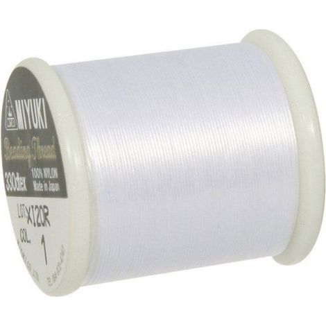 Fil à enfiler pour rocailles Delica, 0,27 mm, bobine 50 m, 1 bobine, blanc neige (1/2)