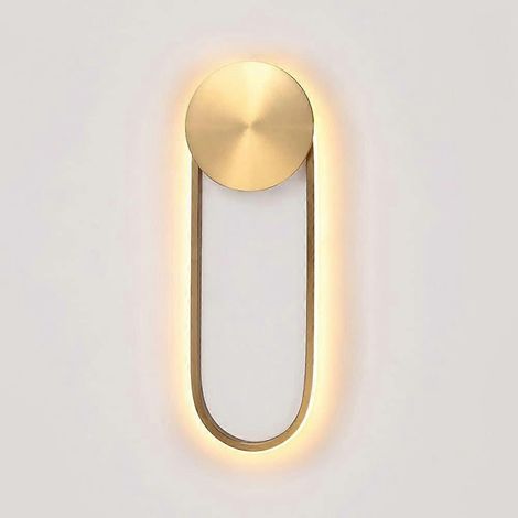 Wandleuchte mit LED-Beleuchtung, goldfarben, geometrisches Design, warmweiß, geeignet für Schlafzimmer, Flur, Wohnzimmer und Schminktisch.