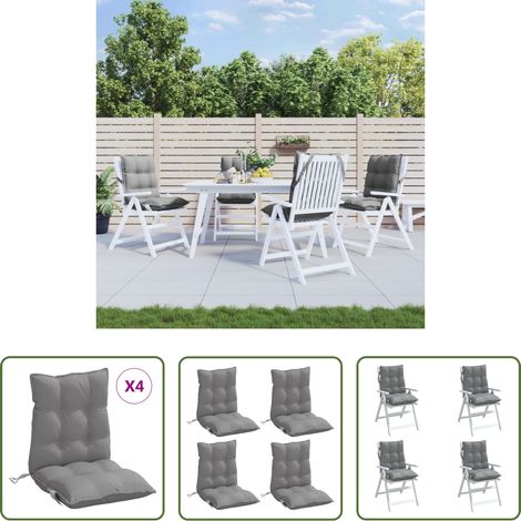 Gartenkissen - Niedriglehner-Auflagen 4 Stk. Grau Oxford-Gewebe (1/5)