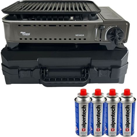 Barbecue à gaz Portable Grill 1780W + 4 Cartouches Gaz Butane Allumage Piezo + Mallette Camping ALPEN (1/5)