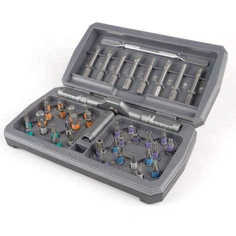 Tournevis à Cliquet 43 en 1 Gris, Kit de Tournevis Multifonction Magnétique pour Réparation, 1 pièce