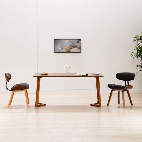 vidaXL Sillas de comedor 2 unidades madera curvada y tela gris (1/5)