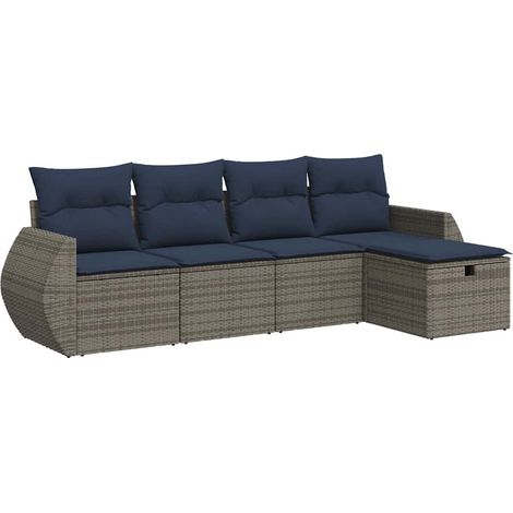 Maison Exclusive - 5-tlg. Garten-Sofagarnitur mit Kissen Grau Pol (1/5)