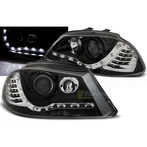 Paire de feux phares Seat Ibiza 6L 02-08 Daylight led noir-27361789 (1/4)