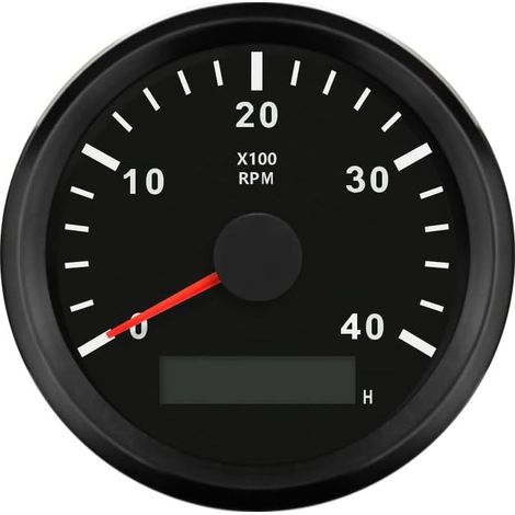 Tacómetro impermeable de 85 mm y 9-32 V – Contador de 0-4000 RPM con retroiluminación roja – Compatible con motores diésel y de gasolina (1/5)