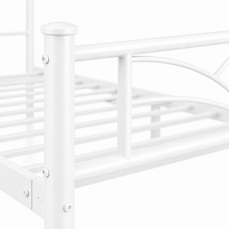 Struttura Letto Singola In Acciaio Al Carbonio Con Decorazione Rete A Doghe Metalliche Per Cameretta Stanza Ospiti Design Elegante Minimal 207 X 97 X 88.5 Cm - Colore: Bianco (1/5)