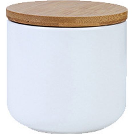 Boîte De Conservation En Céramique - Couvercle En Bambou Avec Joint Silicone - Pour Café Thé Sucre Sel Épices - Lot De 3 (1/5)
