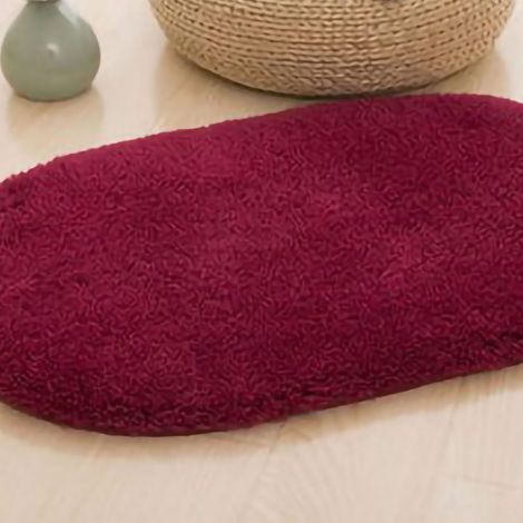 Tapis ovale en velours arctique pour chambre, paillasson en velours antarctique pour salon, tapis de sol antidérapant en laine d'agneau pour salle de bain, bordeaux, 40 x 60 cm ovale (1/5)