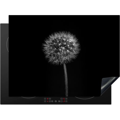 Induction Hob Protector Dandelion - Black - Floral - Botanical 70x52 cm