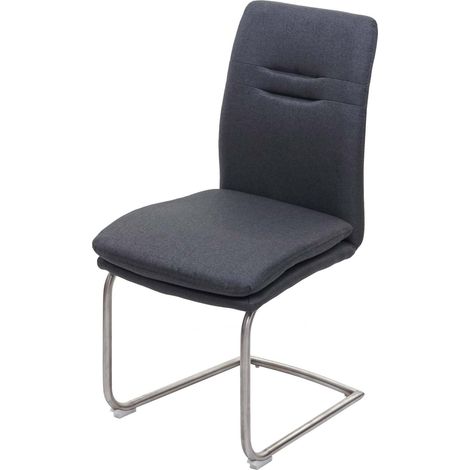 Silla de cocina comedor en tela gris oscuro y costuras decorativas de acero inoxidable 040002266 (1/5)