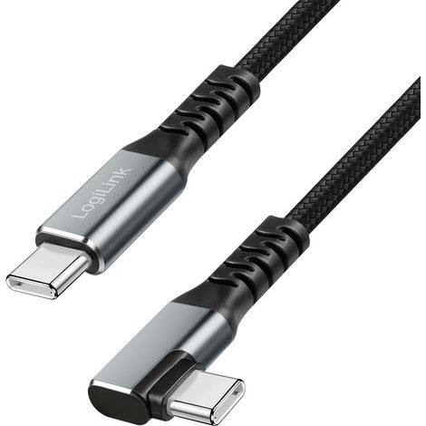 LogiLink Câble USB-C USB 3.2 Gen2 USB-C® mâle 1.0 m noir coudé à 90° vers la droite CU0271 (1/5)