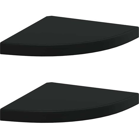 2pcs Étagère d'angle Flottante - Étagères murales noir 35x35x3,8 cm MDF (1/5)