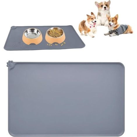Tapis Gamelle Chien,Tapis de Gamelle en Silicone pour Animaux,Tapis d Alimentation Imperméable Silicone,Tapis Gamelle,Antidérapant (1/4)