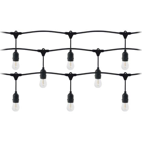 Guirlande Guinguette LED 220V 15M avec 15 Ampoules E27 1W Raccordable - Blanc Chaud  - Blanc Chaud () - SILUMEN (1/5)