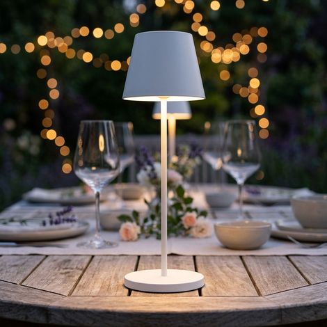 Akku Tischlampe COSENZA 2.0 Weiß ohne Kabel mit Ladestation, Höhe 34cm (1/5)