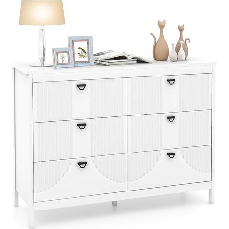 COSTWAY Comò a 6 Cassetti, Cassettiera Multifunzionale a 3 Ripiani, Armadio da Stoccaggio con Kit Anti-Ribaltamento, Ampio Spazio per Camera da Letto Soggiorno Ingresso, 106 x 40 x 79 cm (1/5)