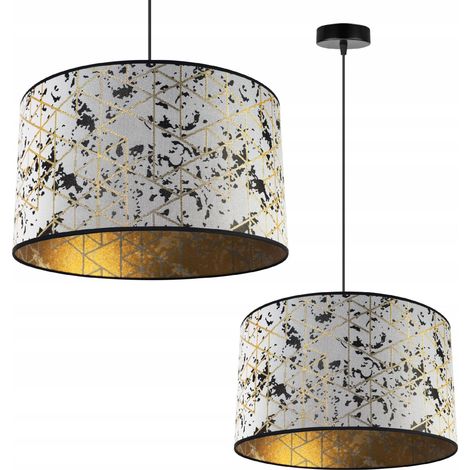 Suspension, lustre, plafonnier, abat-jour, motif doré (1/5)