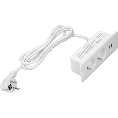 Prise de Table Dissimulée, Conception Intégrée Innovante, Prise de Courant Intégrée pour des Solutions de Charge élégantes, PC Ignifuge, 1 X (WHITE) (1/5)
