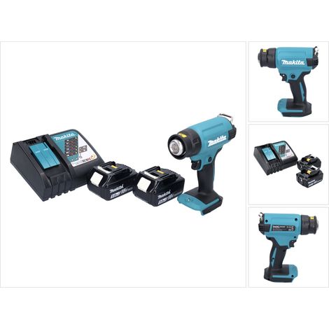 Makita DHG 180 RT Akku Heißluftgebläse 18 V 550 °C + 2x Akku 5,0 Ah + Ladegerät