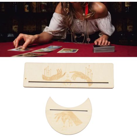 [Tarotkartenhalter] [C-förmiger Ständer] [Beliebte Mond- und Rechteckform] – 2 Halter aus natürlichem Pappelholz (25 x 7,5 cm), stabil, tragbar und einfach zu verwenden für Wahrsagerei und Altardekora (1/5)