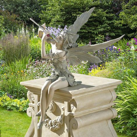 Fée Magique Décoration de Jardin, Figurines Elfes Assis en Résine, Mangeoire à Oiseaux, Ornement Paysager Intérieur/Extérieur, Artisanat (1/5)