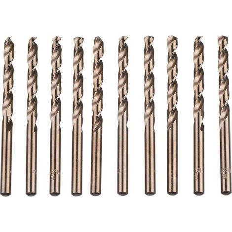 Lot de 10 forets hélicoïdaux en acier rapide M35 HSS or cobalt pour perceuses métriques à haute vitesse 6 mm x 93 mm pour perçage des Acier inoxydable et métal