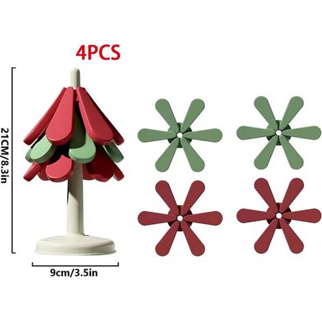 Tapis Isolant Pliable en Silicone en Forme D'Arbre de Noël, Résistant Aux Hautes Températures, Tapis de Table Antidérapant en Forme D'Arbre (1/4)