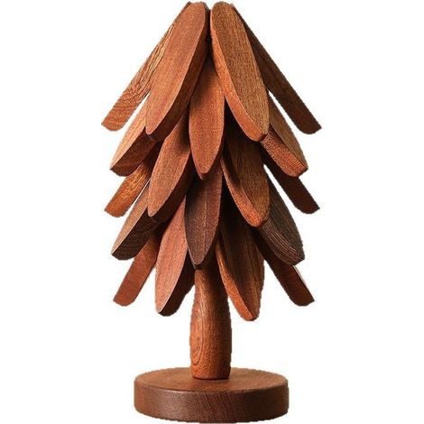 Sets de table en bois en forme d'arbre - Maniques - Dessous de verre - Dessous de verre - Lot de 3 maniques + 1 dessous de verre - Finition noyer (1/5)