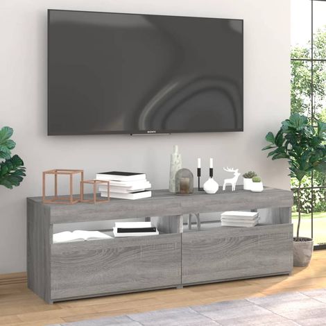 Lot de 2 Meubles TV Mondernes Banc TV de Salon avec lumières LED Sonoma gris 60x35x40 cm -FR98595 (1/5)