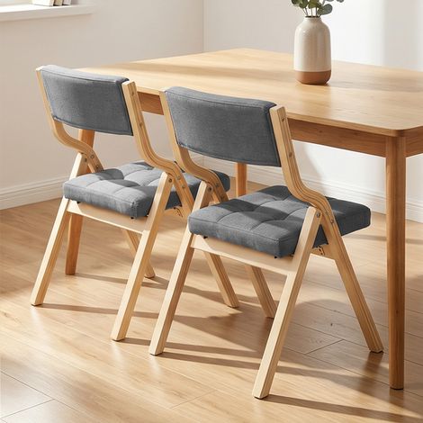 WILITTO 2 pièces chaise pliante - chaise de salle à manger - chaise de bureau - bois massif - Capacité portante 159 kg - Surface en flanelle + coussin en mousse - 55×47×81cm (1/5)