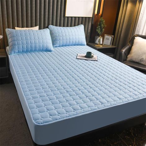 (Total) Wendou 2022, nouvelle housse de lit matelassée et épaisse, diffusion en direct, protège-matelas tout inclus, bleu clair 120 x 200 cm + drap-housse simple 30 cm (1/5)
