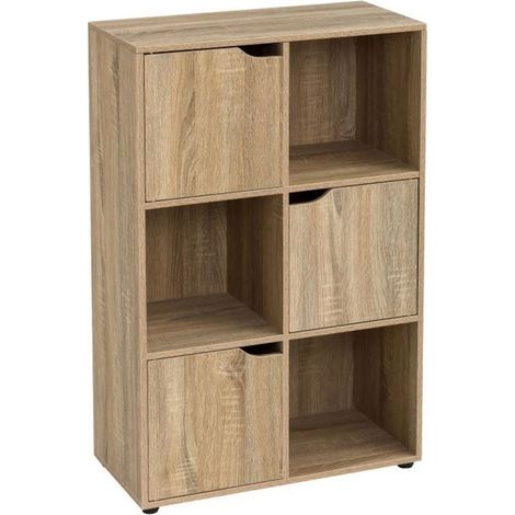 Étagère Basse en Bois MDF 6 Casiers 3 Portes (1/4)