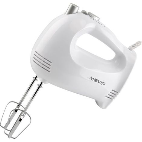 Muvip mixer de mixer à main pour la pâtisserie 400w - 5 vitesses - 2 sets de fouet - bouton poussoir turbo