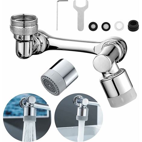Aérateur de robinet pivotant, bec de robinet pivotant à 1080 degrés, robinet universel avec protection anti-éclaboussures, rallonge de robinet en laiton massif pour cuisine et salle de bain (1/5)