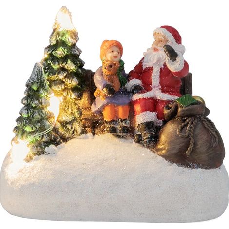 Dekoration MagicHome Weihnachten, Weihnachtsmann mit Kind, LED, 2xAAA, Innenbereich, 9,5x6x8 cm, Verkaufseinheit 12 Stk. (1/3)