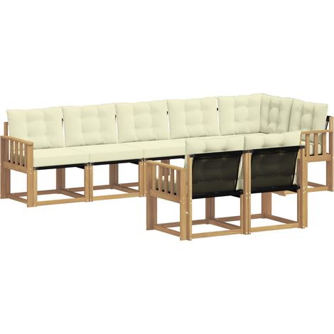 Conjunto de sofás de exterior 8 uds. Blanco y Crema vidaXL (1/5)