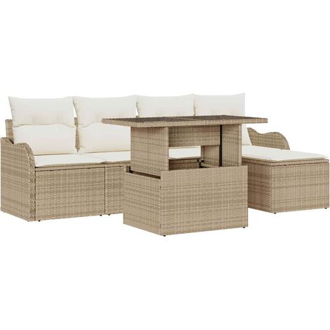Maison Exclusive - Sitzgruppe für den Outdoor mit Kissen 6 pcs Be (1/5)