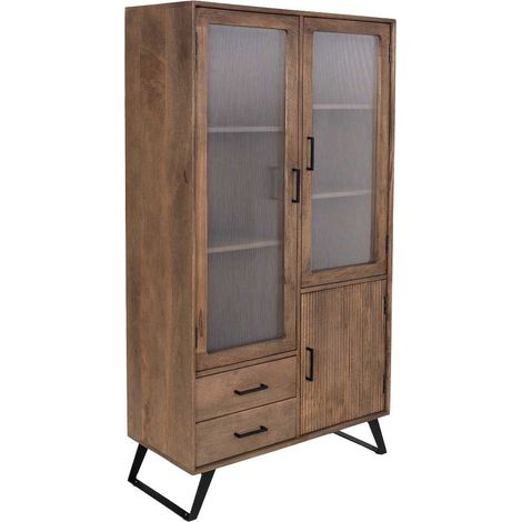 Vitrina de madera artesanal marrón 90x40x170h cm (1/5)