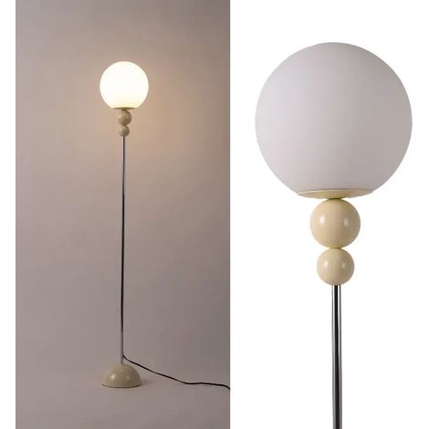 Lampadaire multiboule métal crème, E27 H160 cm
